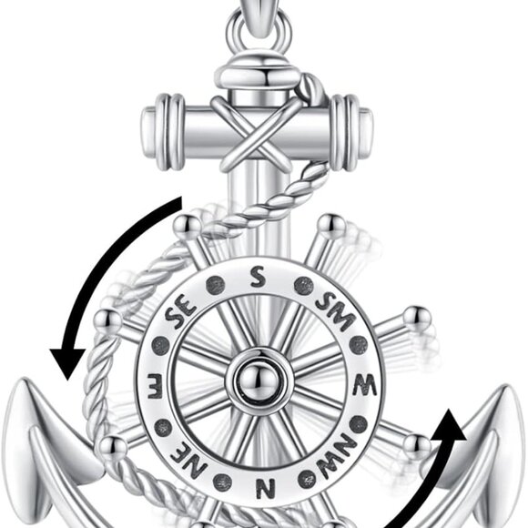 Compass Necklace for Women Men 925 Sterling Silver Pendant Urn Necklaces for Ash